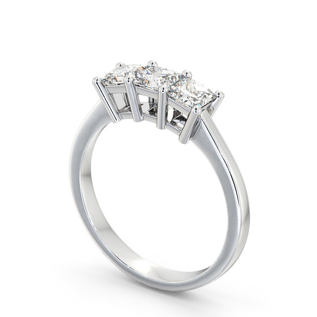 Three Stone Princess Diamond Ring Platinum - Carnegie TH6_WG_SIDE
