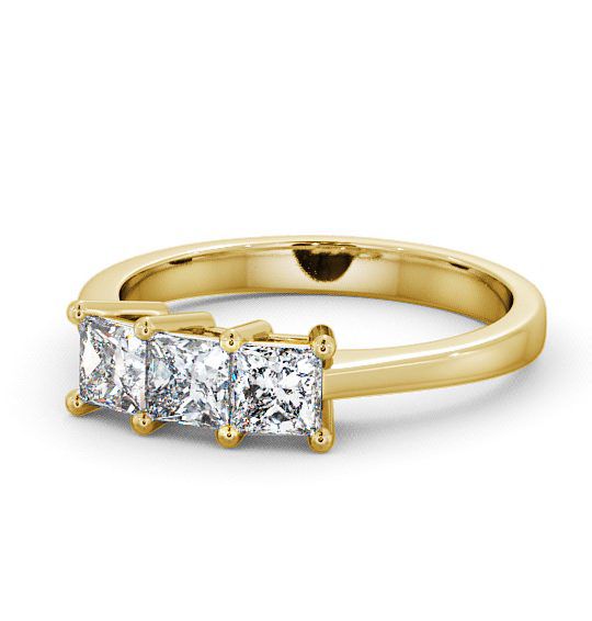  Three Stone Princess Diamond Ring 18K Yellow Gold - Carnegie TH6_YG_THUMB2 