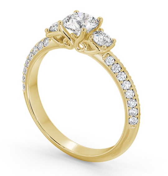  Three Stone 1.10ct Round Diamond Ring 9K Yellow Gold - Bevan TH70_YG_THUMB1 