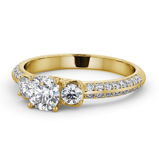  Three Stone 1.10ct Round Diamond Ring 9K Yellow Gold - Bevan TH70_YG_THUMB2 