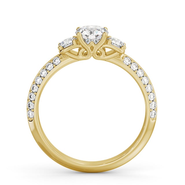 Three Stone 1.10ct Round Diamond Ring 18K Yellow Gold - Bevan TH70_YG_UP