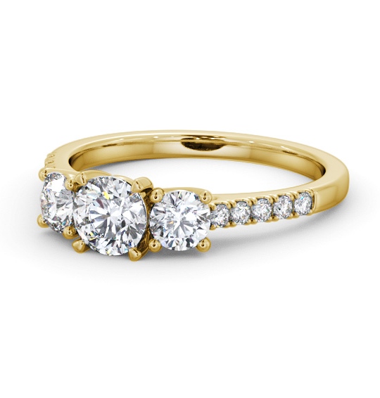  Three Stone Round Diamond Ring 9K Yellow Gold - Cantrell TH71_YG_THUMB2 