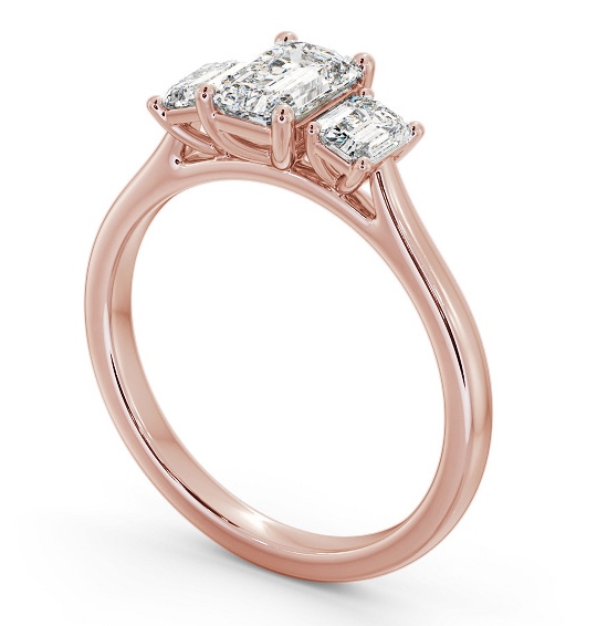  Three Stone Emerald Diamond Ring 18K Rose Gold - Rianna TH72_RG_THUMB1 