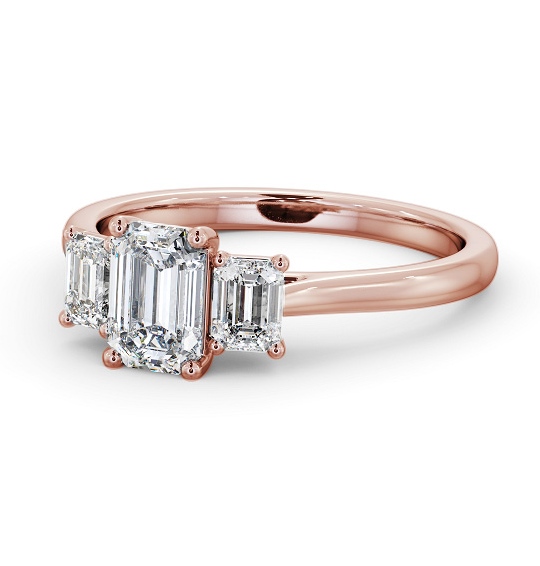  Three Stone Emerald Diamond Ring 18K Rose Gold - Rianna TH72_RG_THUMB2 