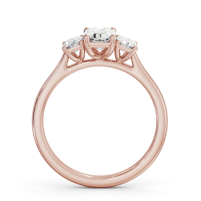 Three Stone Emerald Diamond Ring 9K Rose Gold - Rianna TH72_RG_UP