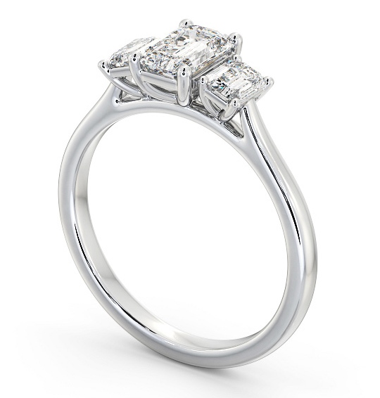  Three Stone Emerald Diamond Ring 9K White Gold - Rianna TH72_WG_THUMB1 
