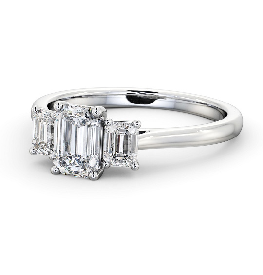 Three Stone Emerald Diamond Ring 9K White Gold - Rianna TH72_WG_THUMB2 