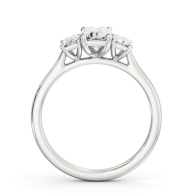 Three Stone Emerald Diamond Ring 9K White Gold - Rianna TH72_WG_UP