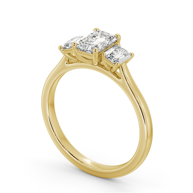 Three Stone Emerald Diamond Ring 9K Yellow Gold - Rianna TH72_YG_SIDE
