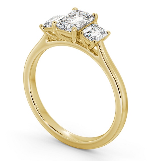 Three Stone Emerald Diamond Trilogy Ring 9K Yellow Gold TH72_YG_THUMB1 