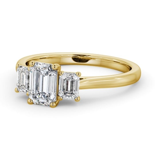 Three Stone Emerald Diamond Trilogy Ring 9K Yellow Gold TH72_YG_THUMB2 