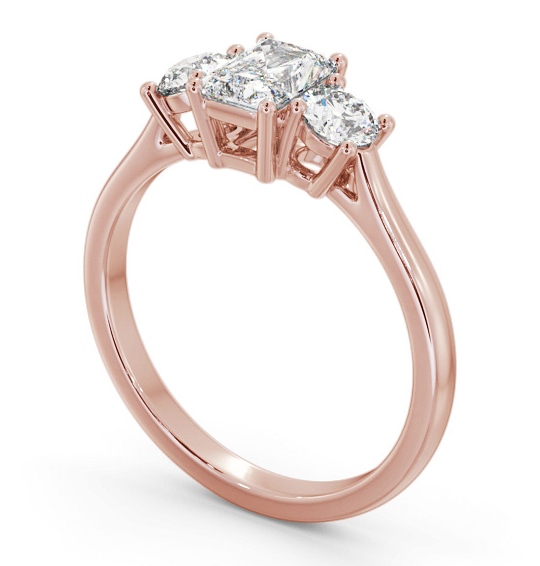 Three Stone Radiant with Round Diamond Trilogy Ring 18K Rose Gold TH73_RG_THUMB1 