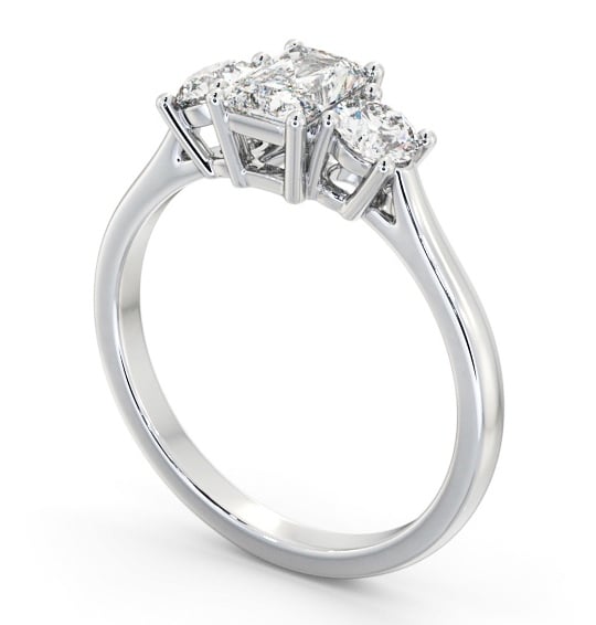  Three Stone Radiant Diamond Ring 18K White Gold - Kelis TH73_WG_THUMB1 