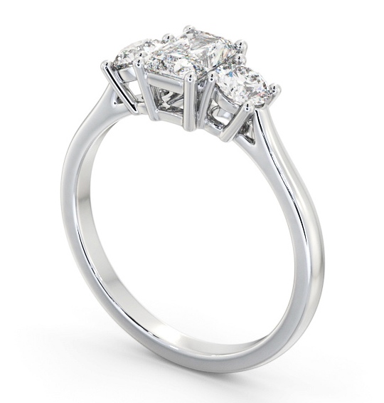 Three Stone Radiant with Round Diamond Trilogy Ring Platinum TH73_WG_THUMB1