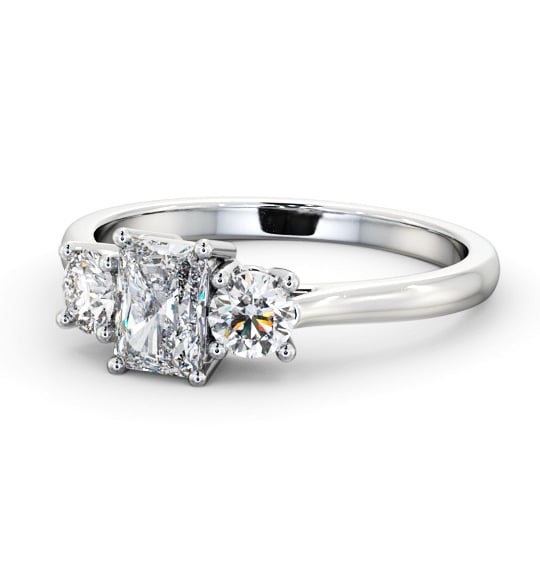  Three Stone Radiant Diamond Ring 9K White Gold - Kelis TH73_WG_THUMB2 