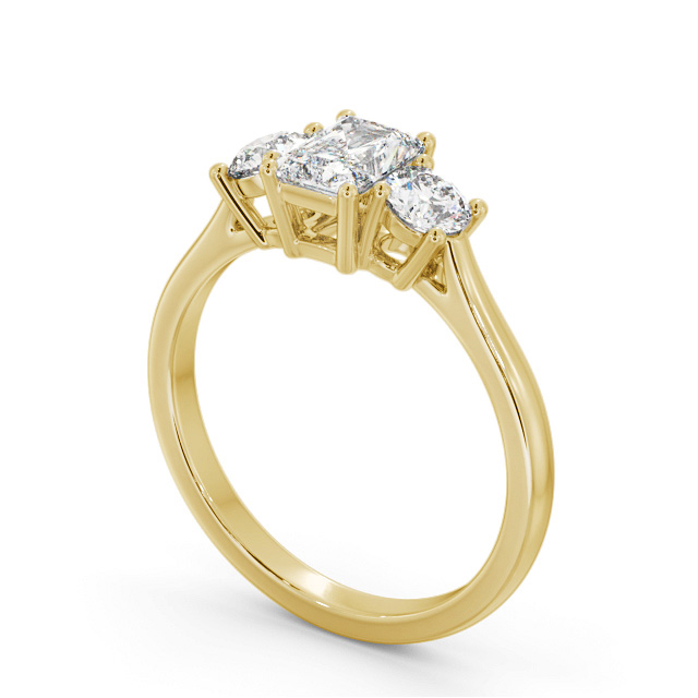 Three Stone Radiant Diamond Ring 9K Yellow Gold - Kelis TH73_YG_SIDE