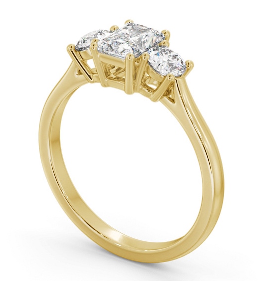 Three Stone Radiant Diamond Ring 9K Yellow Gold - Kelis TH73_YG_THUMB1