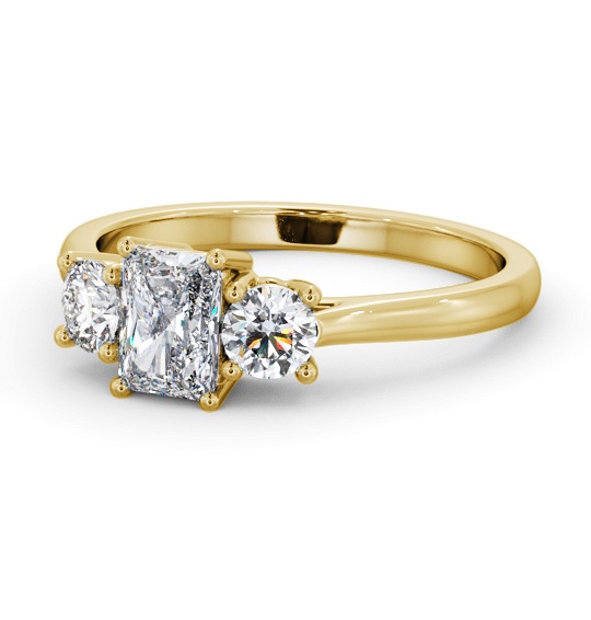  Three Stone Radiant Diamond Ring 18K Yellow Gold - Kelis TH73_YG_THUMB2 