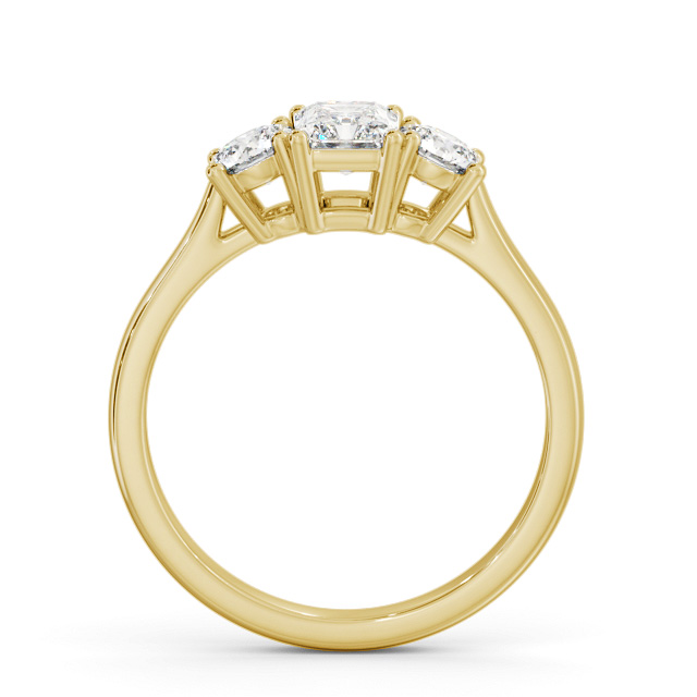 Three Stone Radiant Diamond Ring 18K Yellow Gold - Kelis TH73_YG_UP