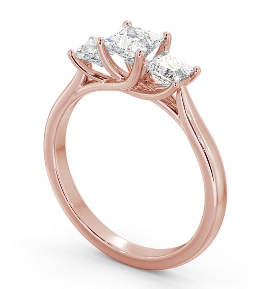 Three Stone Princess Diamond Sweeping Prongs Trilogy Ring 18K Rose Gold TH74_RG_THUMB1 