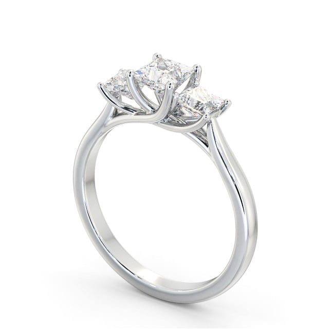Three Stone Princess Diamond Ring 18K White Gold - Kelsie TH74_WG_SIDE