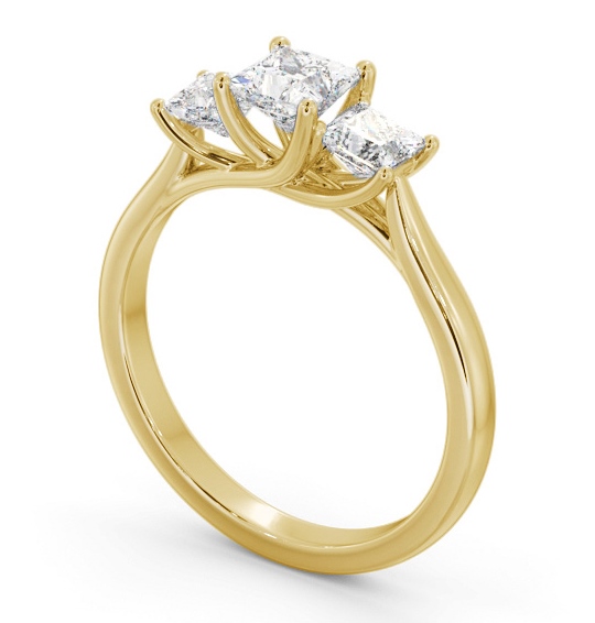 Three Stone Princess Diamond Sweeping Prongs Trilogy Ring 9K Yellow Gold TH74_YG_THUMB1 