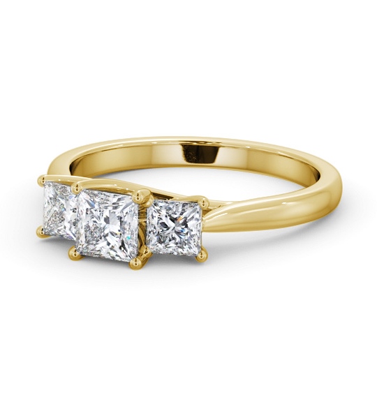 Three Stone Princess Diamond Sweeping Prongs Trilogy Ring 18K Yellow Gold TH74_YG_THUMB2 