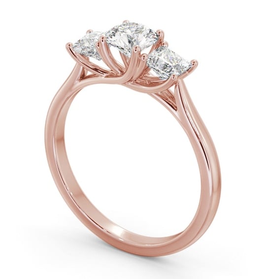 Three Stone Round with Princess Diamond Trilogy Ring 18K Rose Gold TH75_RG_THUMB1