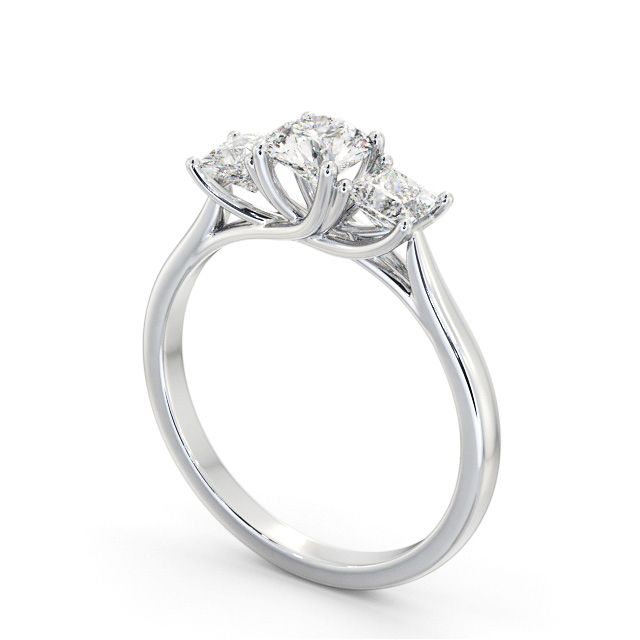 Three Stone Round Diamond Ring 18K White Gold - Annika TH75_WG_SIDE