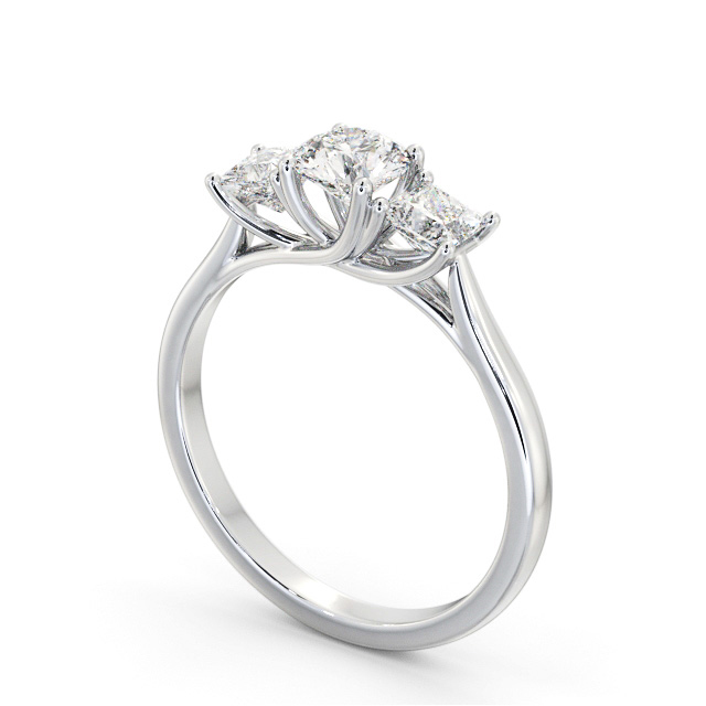 Three Stone Round Diamond Ring Palladium - Annika TH75_WG_SIDE