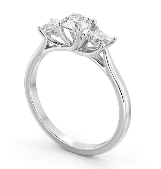 Three Stone Round with Princess Diamond Trilogy Ring 18K White Gold TH75_WG_THUMB1