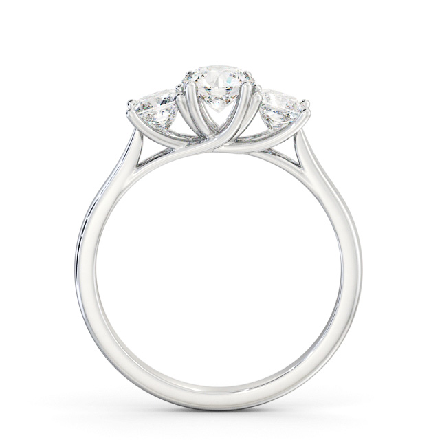 Three Stone Round Diamond Ring 18K White Gold - Annika TH75_WG_UP