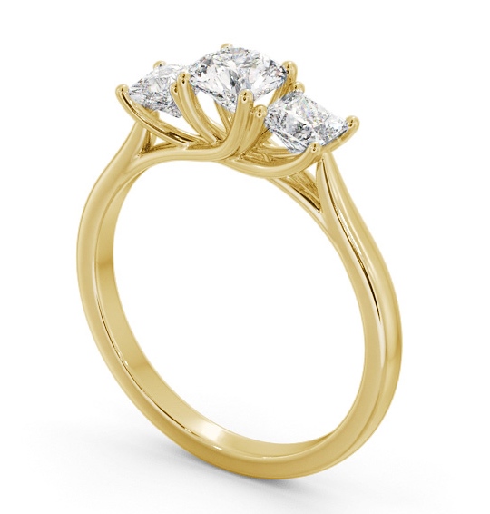 Three Stone Round with Princess Diamond Trilogy Ring 18K Yellow Gold TH75_YG_THUMB1 