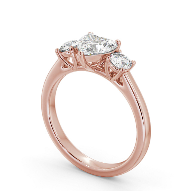 Three Stone Heart Diamond Ring 9K Rose Gold - Elise TH76_RG_SIDE
