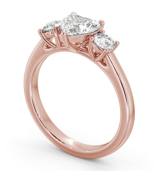 Three Stone Heart with Round Diamond Trilogy Ring 9K Rose Gold TH76_RG_THUMB1 