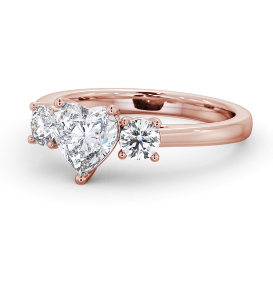 Three Stone Heart with Round Diamond Trilogy Ring 9K Rose Gold TH76_RG_THUMB2 
