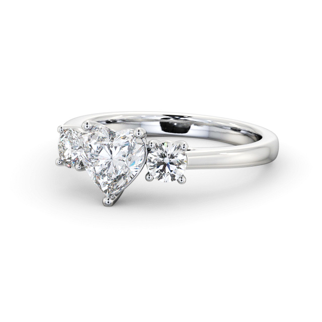 Three Stone Heart Diamond Ring Platinum - Elise TH76_WG_FLAT
