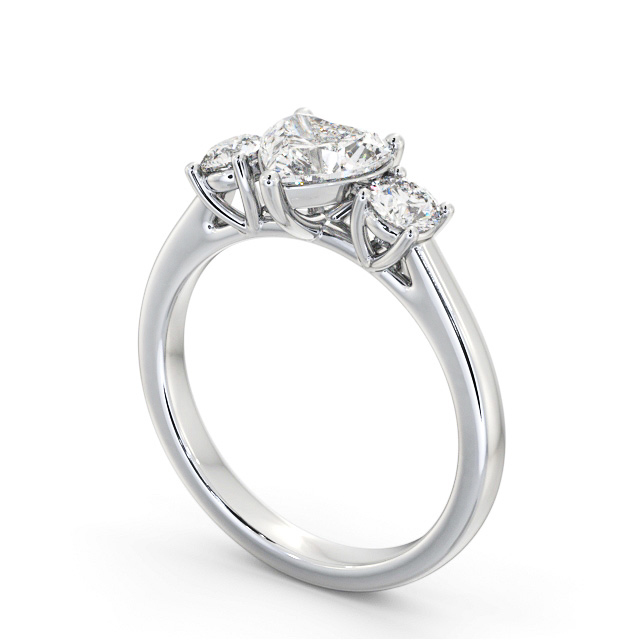 Three Stone Heart Diamond Ring Platinum - Elise TH76_WG_SIDE