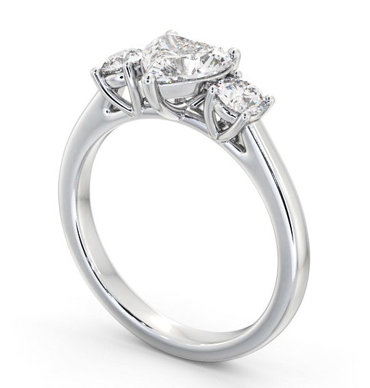  Three Stone Heart Diamond Ring 18K White Gold - Elise TH76_WG_THUMB1 