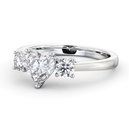  Three Stone Heart Diamond Ring 18K White Gold - Elise TH76_WG_THUMB2 