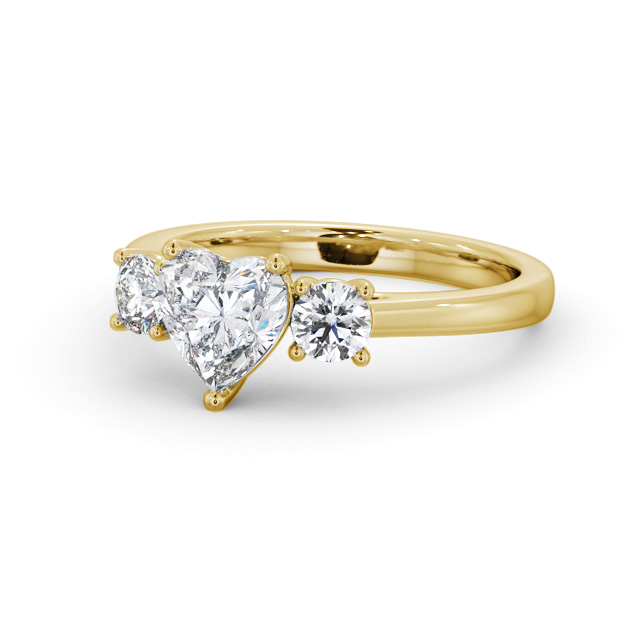Three Stone Heart Diamond Ring 18K Yellow Gold - Elise TH76_YG_FLAT