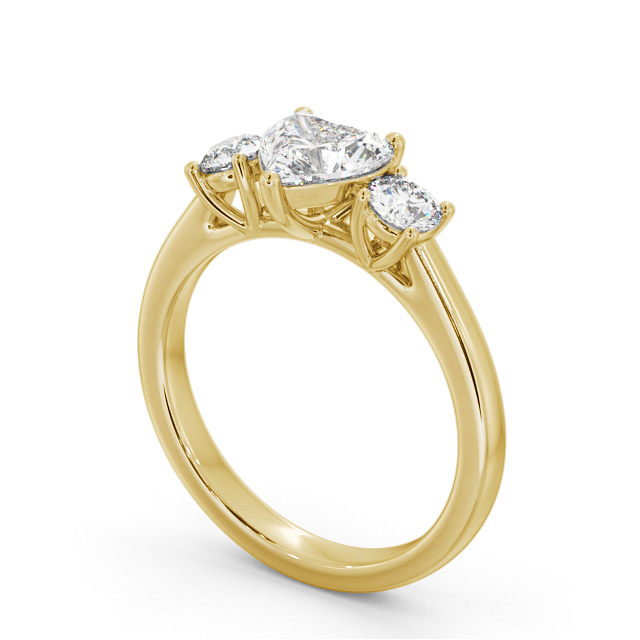 Three Stone Heart Diamond Ring 18K Yellow Gold - Elise TH76_YG_SIDE