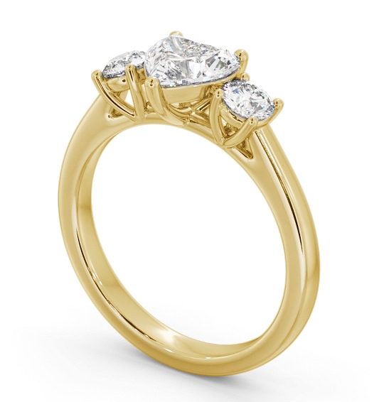 Three Stone Heart with Round Diamond Trilogy Ring 18K Yellow Gold TH76_YG_THUMB1 