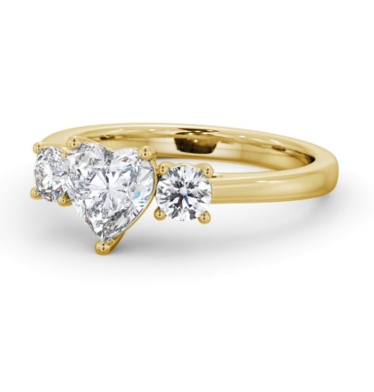  Three Stone Heart Diamond Ring 18K Yellow Gold - Elise TH76_YG_THUMB2 