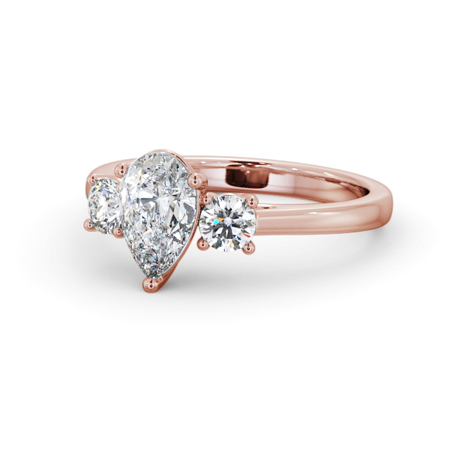 Three Stone Pear Diamond Ring 18K Rose Gold - Chanol TH77_RG_FLAT