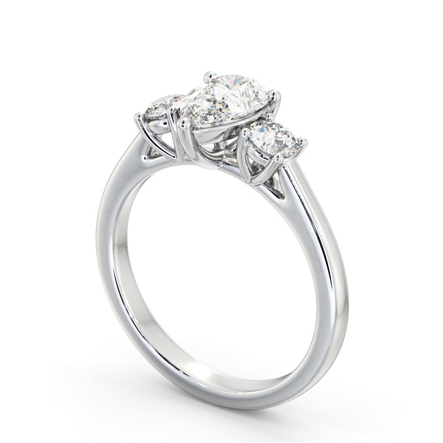 Three Stone Pear Diamond Ring Platinum - Chanol TH77_WG_SIDE
