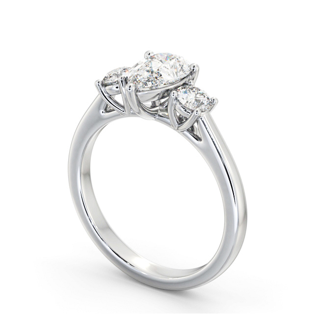 Three Stone Pear Diamond Ring Palladium - Chanol TH77_WG_SIDE