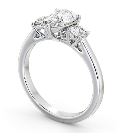  Three Stone Pear Diamond Ring Platinum - Chanol TH77_WG_THUMB1 