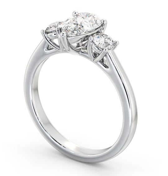 Three Stone Pear with Round Diamond Trilogy Ring Palladium TH77_WG_THUMB1