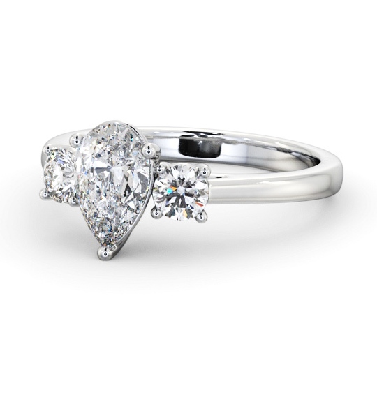  Three Stone Pear Diamond Ring Platinum - Chanol TH77_WG_THUMB2 